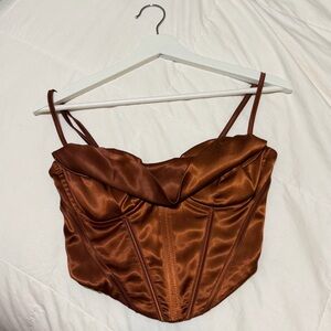 Satin Brown - Bronze Crop Top